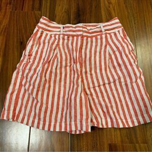 Boden Red and White Striped Linen-Blend Women’s Shorts